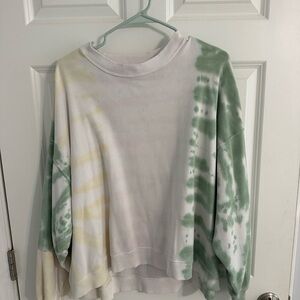 American Eagle Outfitters Green and Yellow Tie-Dye Sweater